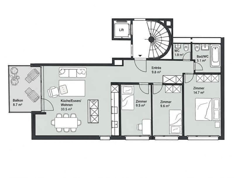 Bright 4.5 room apartment for rent in Kriens (12)