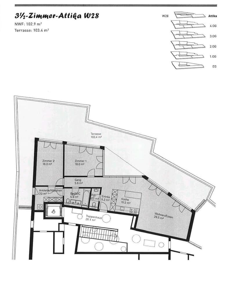 Bright 3.5-room attic apartment with over 100 sqm dream terrace! (11)
