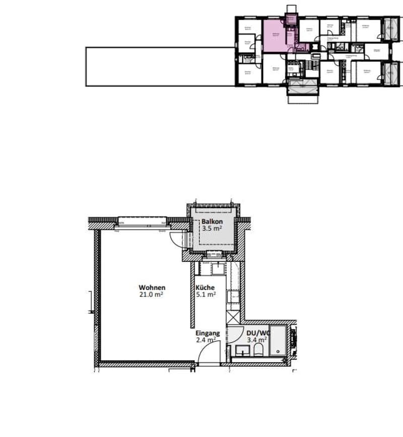 Appartement moderne de 1,5 pièces avec balcon à Zug (6)