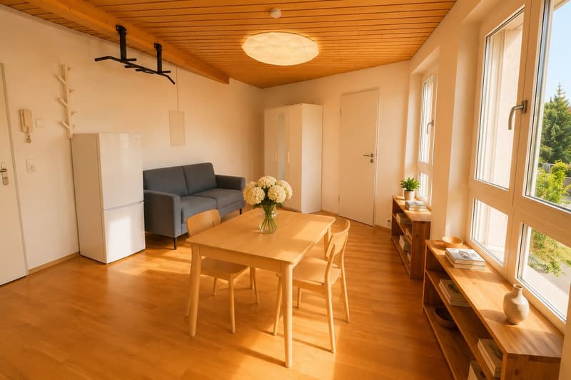 Sunny, freshly renovated and furnished living studio in Liebefeld, just 10 minutes from the center of Bern (1)
