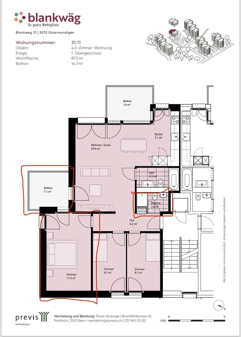 Camera moderna in condivisione con bagno privato & balcone a Ostermundigen (2)