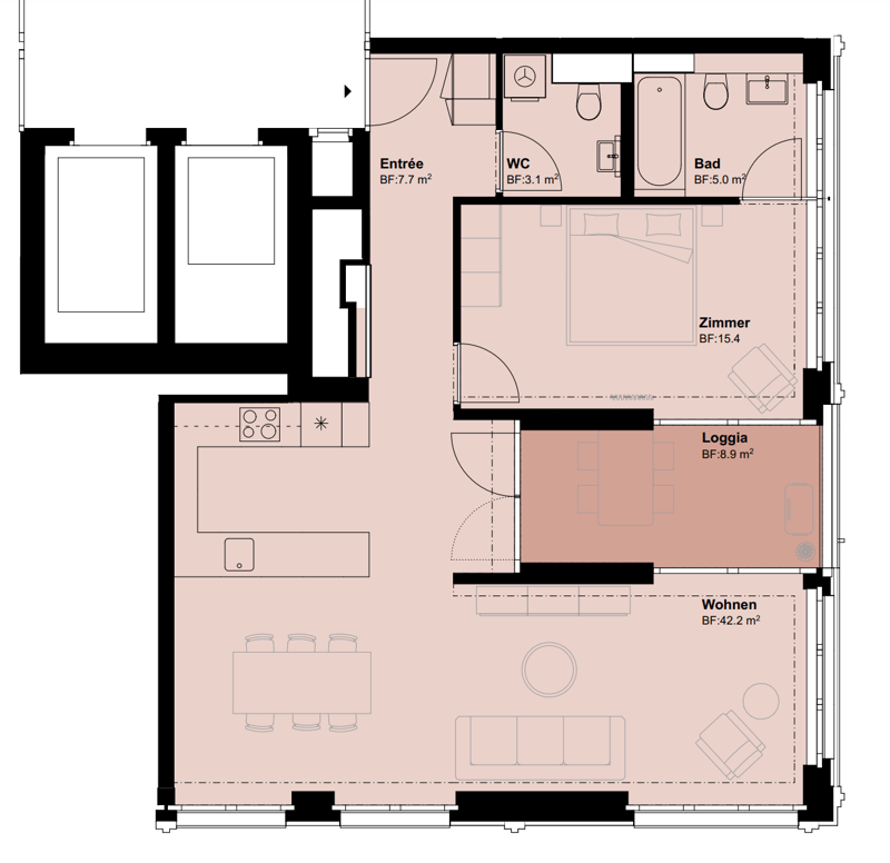 2.5 Zimmer exklusive im LetziTurm, möbiliert (2)