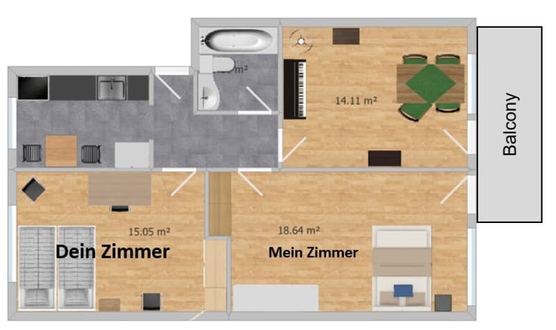 WG-Zimmer für Wochenaufenthalter (4)