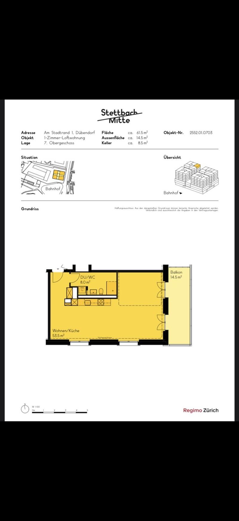 Befristete Untermiete - Möblierte 1-Zimmer-Loftwohnung in Stettbach/Dübendorf - November 2026 bis Januar 2027 (2)