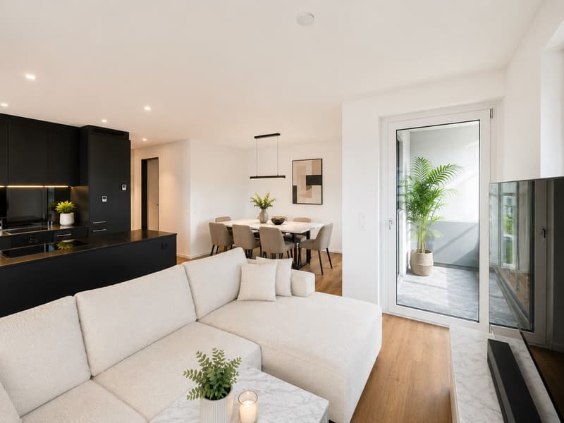 Moderne 3.5-Zimmer-Neubauwohnung mit BORA-Küche, zwei Bädern und sonnigem Balkon (1)