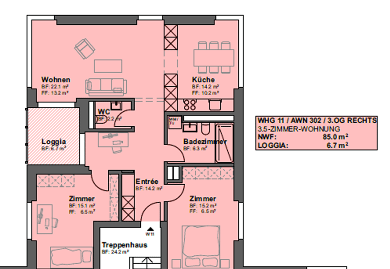 3 ½ rooms apartment, 8050 Zurich (6)