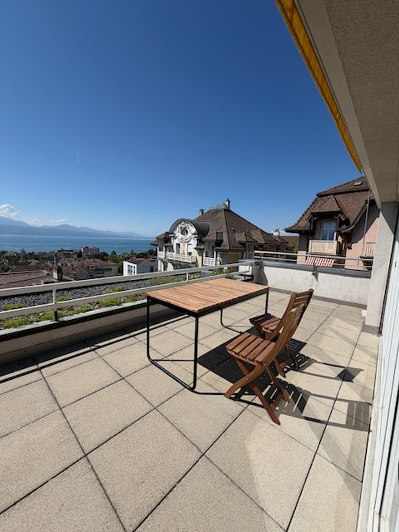 Reprise de bail Magnifique 2 pièces meublé avec grande terrasse, vue lac & Alpes (3)