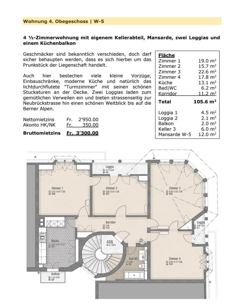 4.5 Zimmer Altbauwohnung in der Länggasse (9)