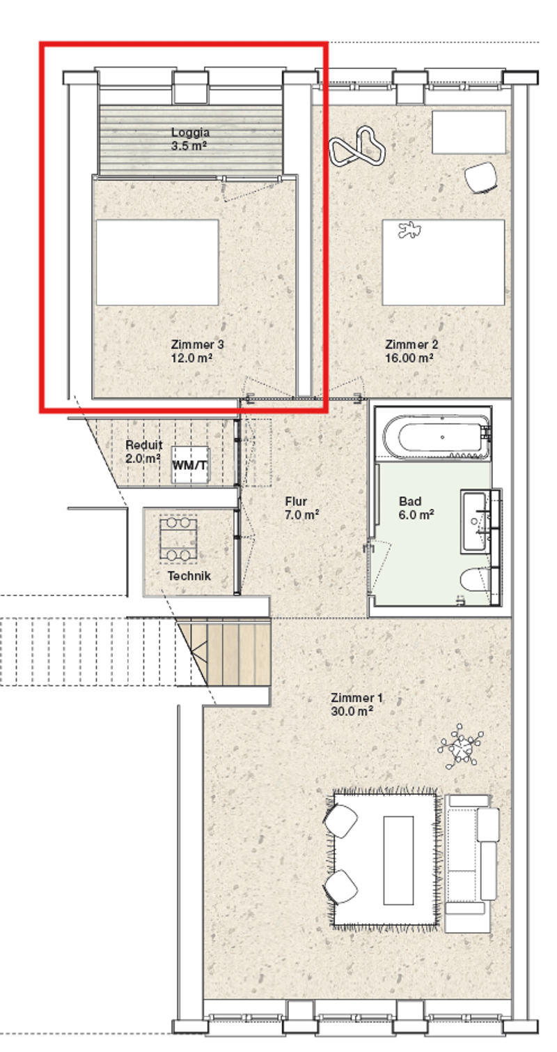 WG-Zimmer in grosszügiger Maisonettewohnung mit Balkon in Zürich-Albisrieden (9)