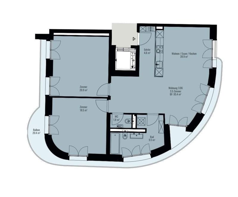 WG-Zimmer in neu renovierter 3.5Z Wohnung am Schaffhauserplatz (befristet) (8)