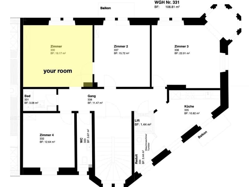 19sqm in a 4-Person Flatshare - heart of Oerlikon (2)