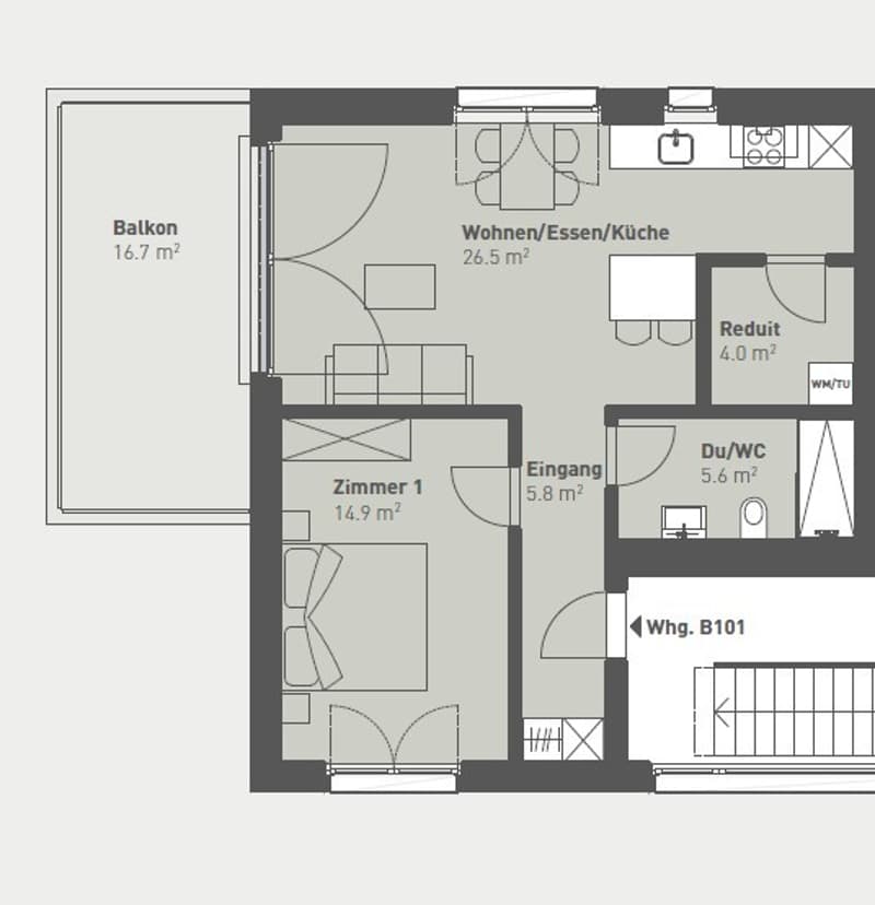 Moderne 2.5-Zimmer-Wohnung mit grossem Balkon in Schinznach-Bad (6)
