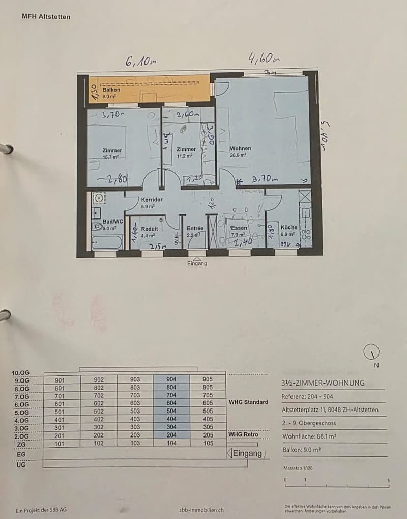 3.5 Zimmer Wohnung am Bahnhof Altstetten 9. OG (9)