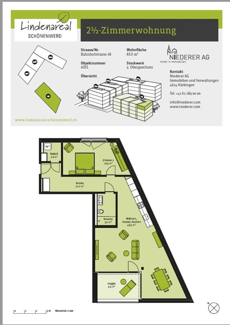 Helle 2.5-Zimmer-Wohnung mit Balkon und 83 m² nahe Bahnhof (2)