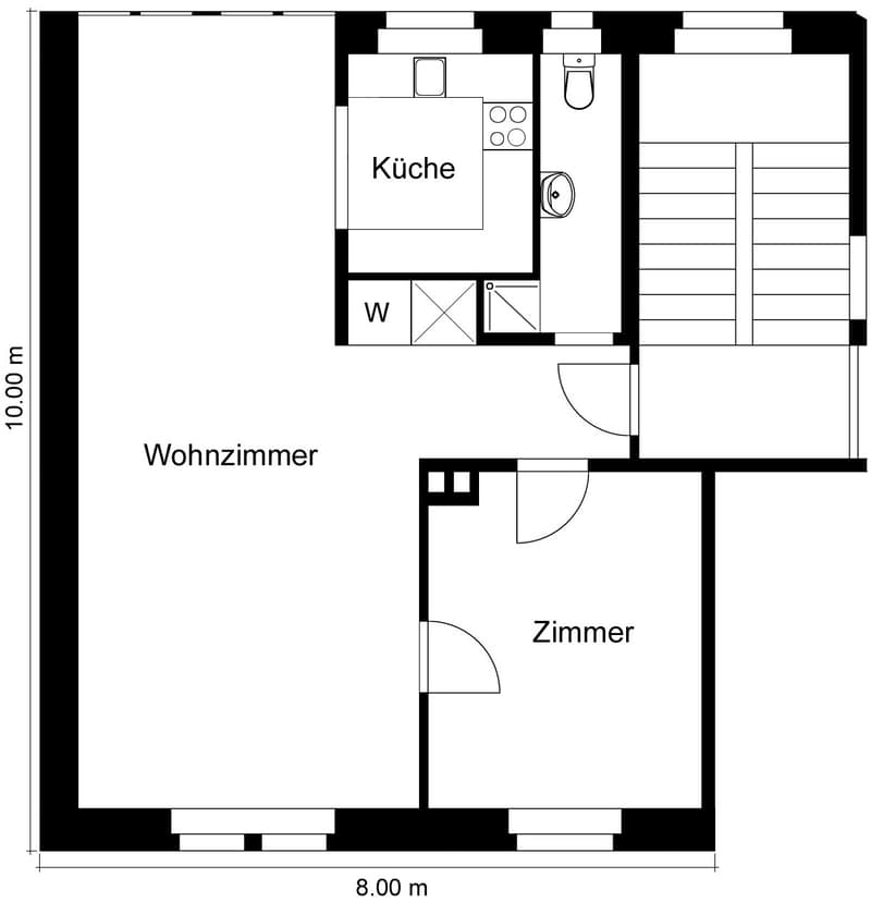 Helle Altbauwohnung mit Dachterrasse am Fusse des Üetlibergs (Untermiete, 18 Mte.) (11)