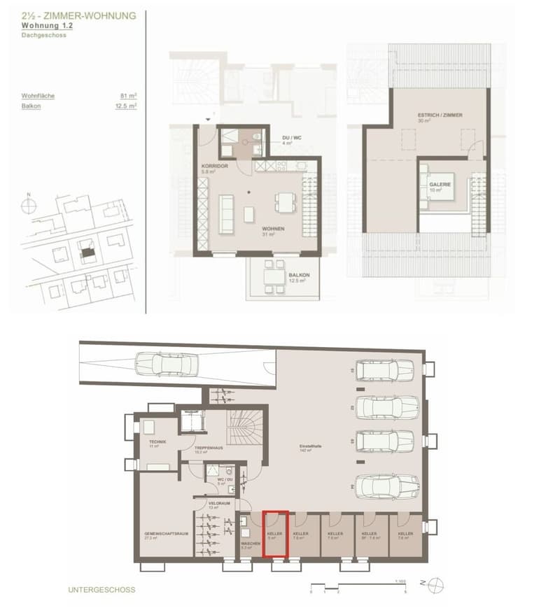 Moderne 2.5 Zimmer Dachwohnung mit Galerie (13)