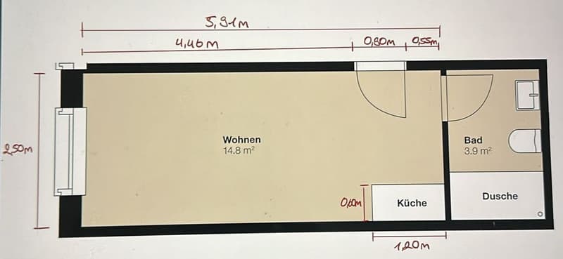 1- room studio apartment directly next to Sihlquai (6)
