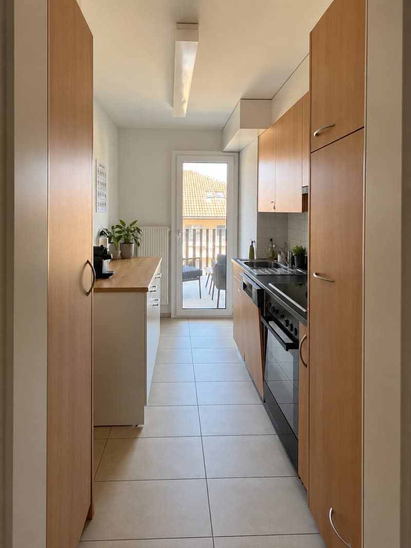 Möblierte 2.5-Zimmer-Wohnung mit Balkon & Bergblick 5 Min. vom See (2)