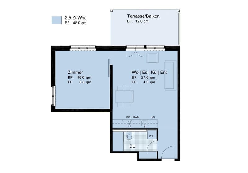 2.5-Zimmer-Wohnung mit Sitzplatz ins Grüne (4)