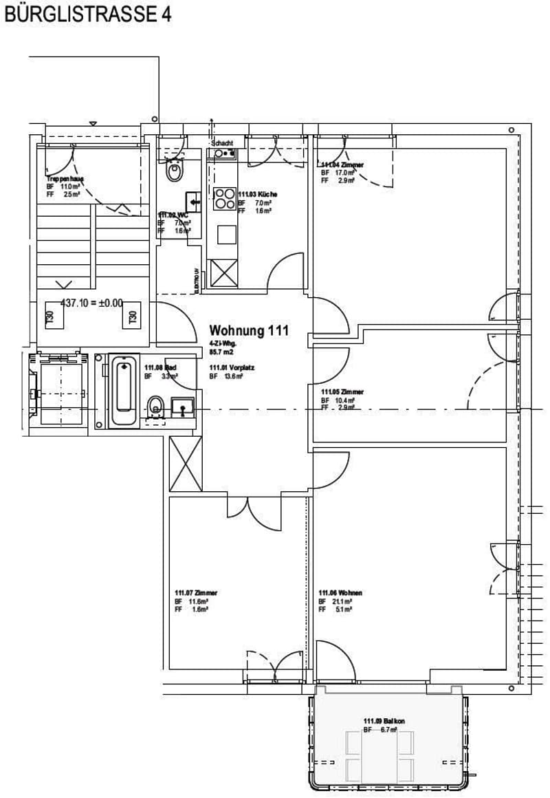 Zentrale 4-Zimmer Wohnung + Garagenplatz (10)