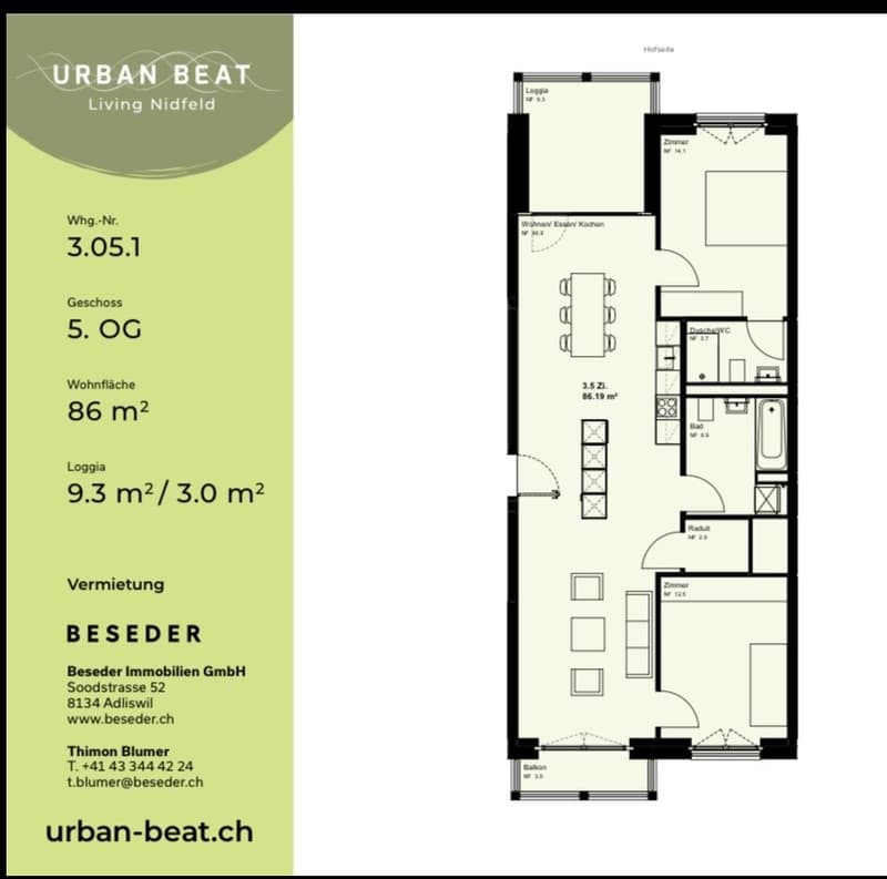 Helle 3.5-Zimmer-Wohnung im 5. OG mit Loggia und Balkon in Kriens (2)