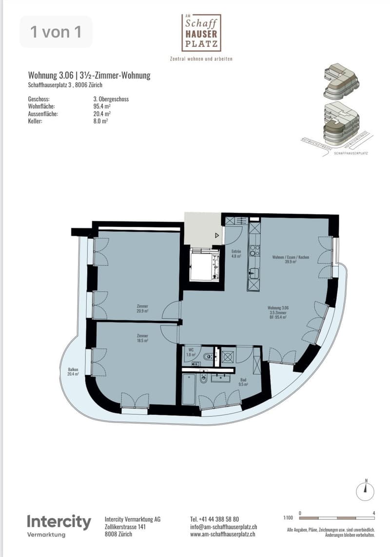 WG-Zimmer moderner, renovierter 3.5Z Wohnung am Schaffhauserplatz (unbefristet) (10)