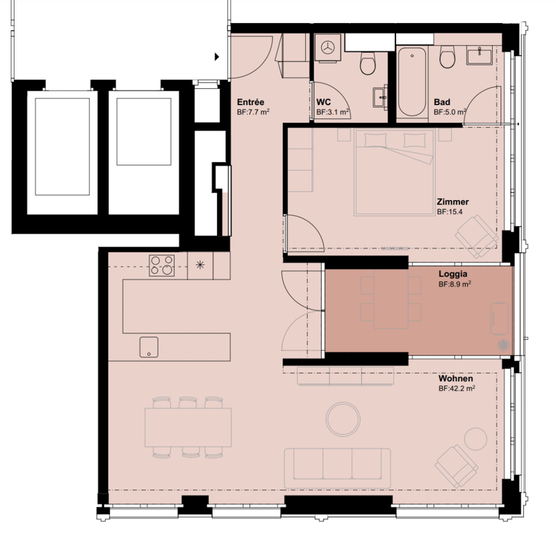 möbliertes 2.5 Zimmer exklusive im LetziTurm (bitte Text vollständig lesen!!!) (2)