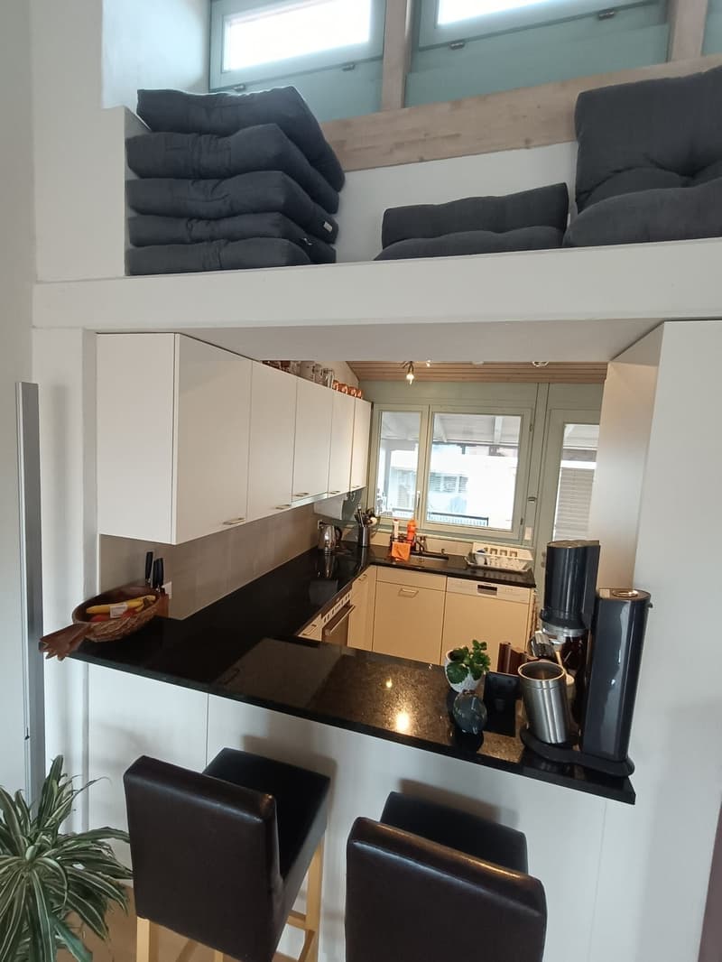 Küche vom Wohnzimmer aus