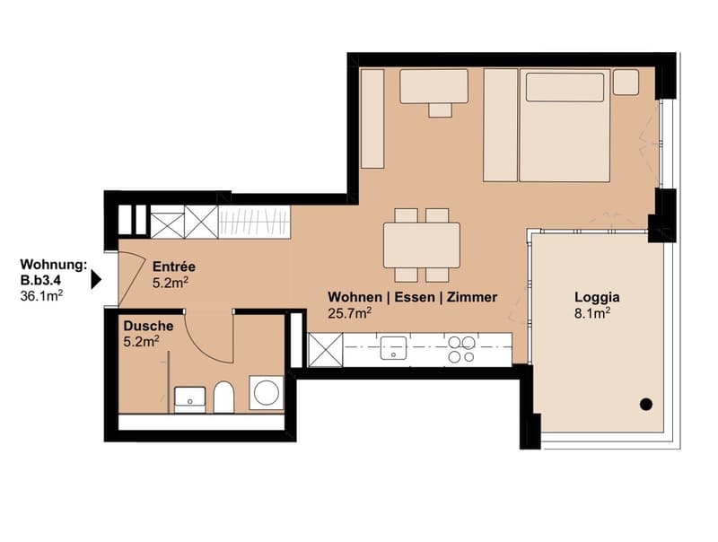 Vermittlung: 1.5-Zimmer Neubau (2)