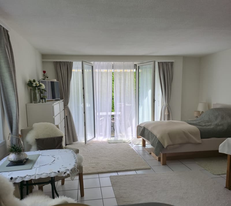 Helle 1.5-Zimmer-Wohnung mit Gartensitzplatz und Einstellhallenplatz (1)
