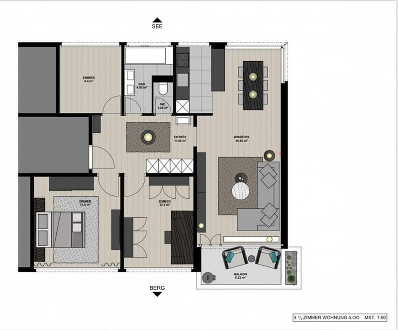 Helle 4.5 Zimmer-Wohnung mit Seesicht und grosser Terasse in Pfäffikon (12)