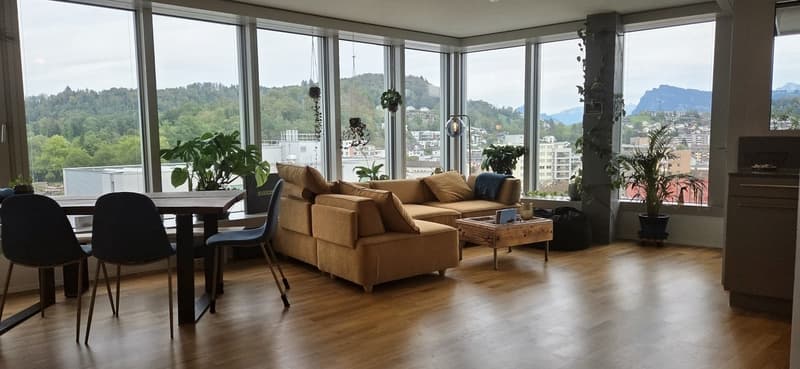 Modernes Zimmer mit privatem Bad und Bergblick Neubau in Kriens (1)