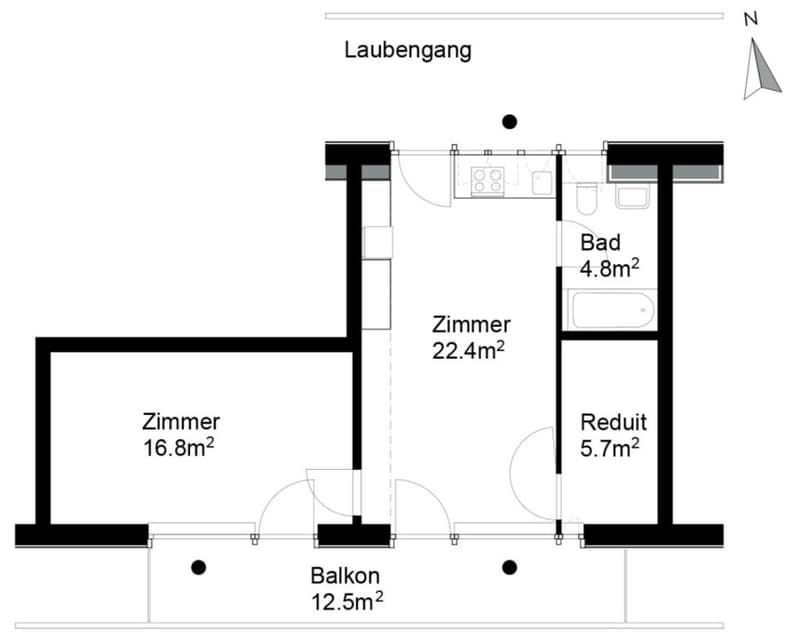 Helle und grosszügige 2-Zimmer-Wohnung in der modernen Überbauung "Wagonlits" (8)