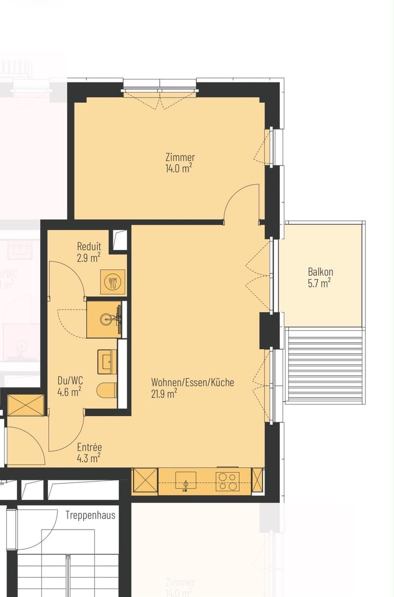 Fully Furnished Living 2.5-Zimmer-Neubau mit Balkon nahe Stettbach. (8)