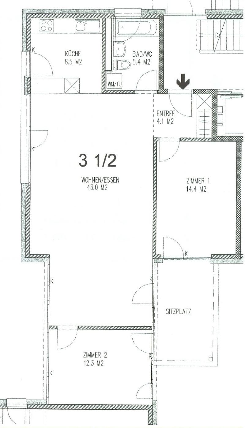 3.5-Zimmer-Wohnung mit Sitzplatz in Buchs ZH Nachmieter gesucht (2)