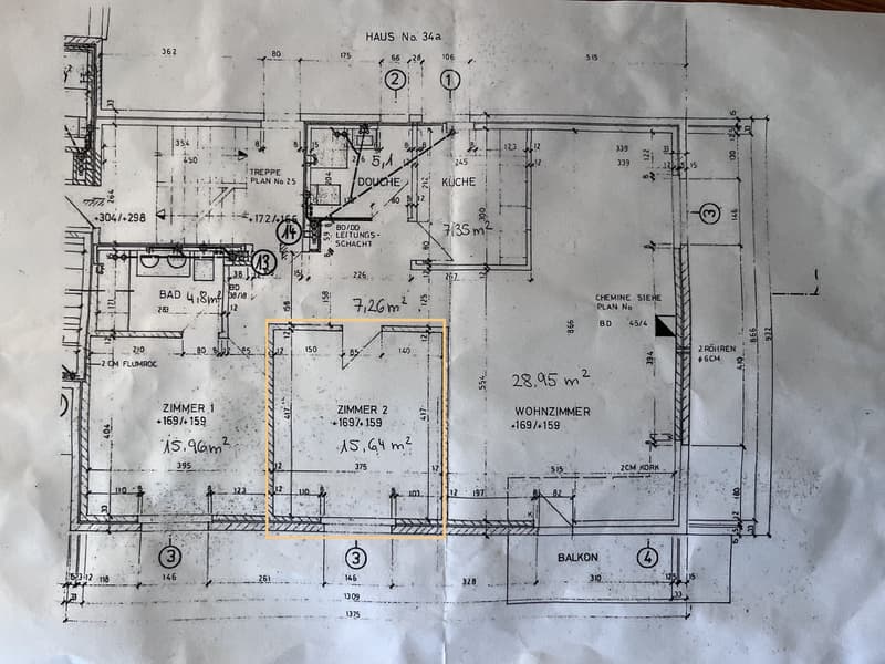 Grundriss mit deinem Zimmer eingezeichnet