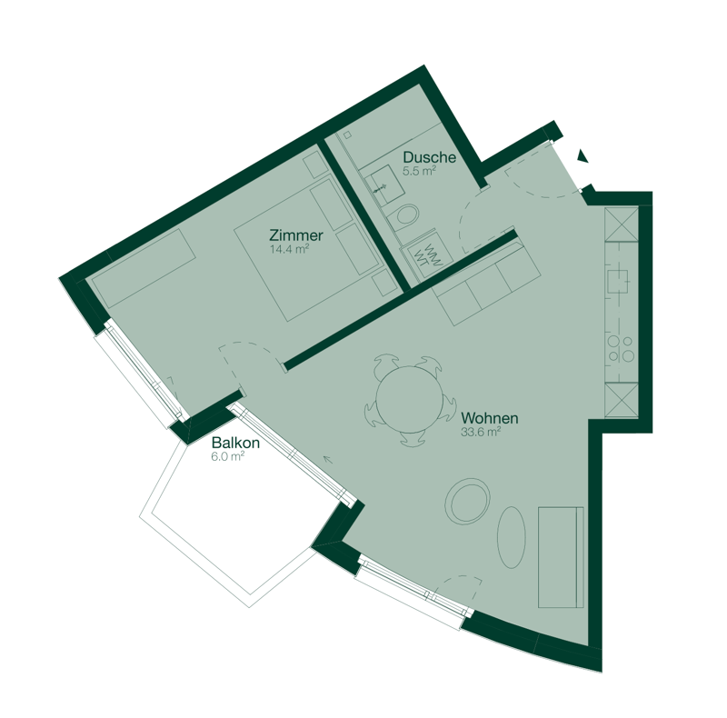 Möblierte 2.5-Zimmer-Neubauwohnung in Zürich-Binz zur Zwischenmiete (1.12.26- bis Ende Februar oder Ende März) (6)