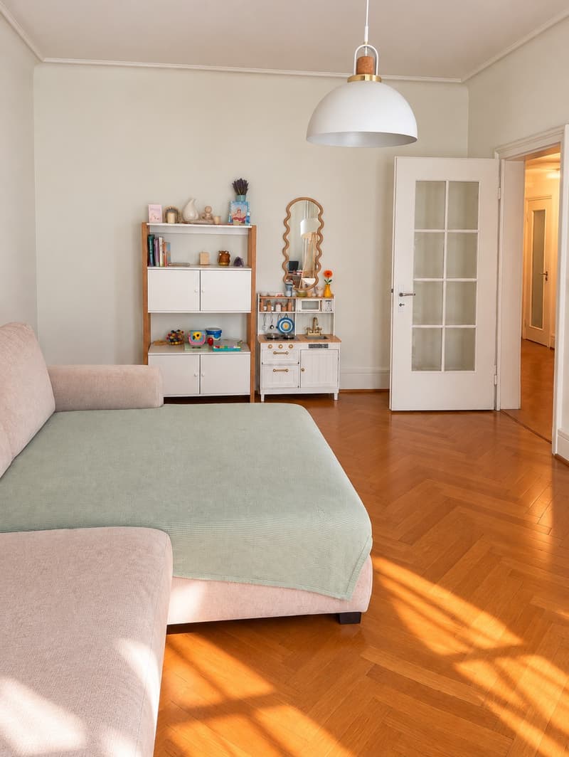 Charmante, grosszügige 2.5-Zimmer-Baumgartnerwohnung im Gundeli 72 m² mit grossem Balkon ins Grüne (4)