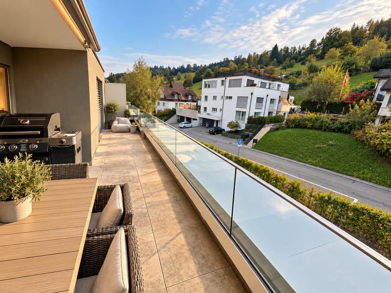 Traumhafte 2.5-Zimmer-Attikawohnung mit zwei Terrassen und Seeblick in Oberrieden (6)