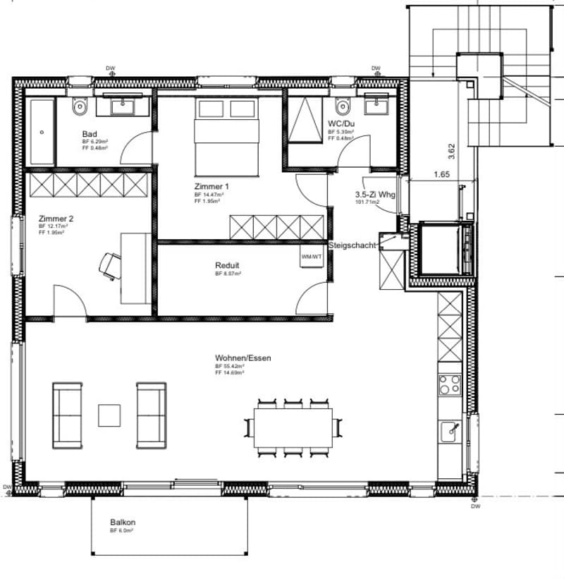 Modern 3.5-Room Apartment with Mountain Views, Balcony & Shared Garden (3)