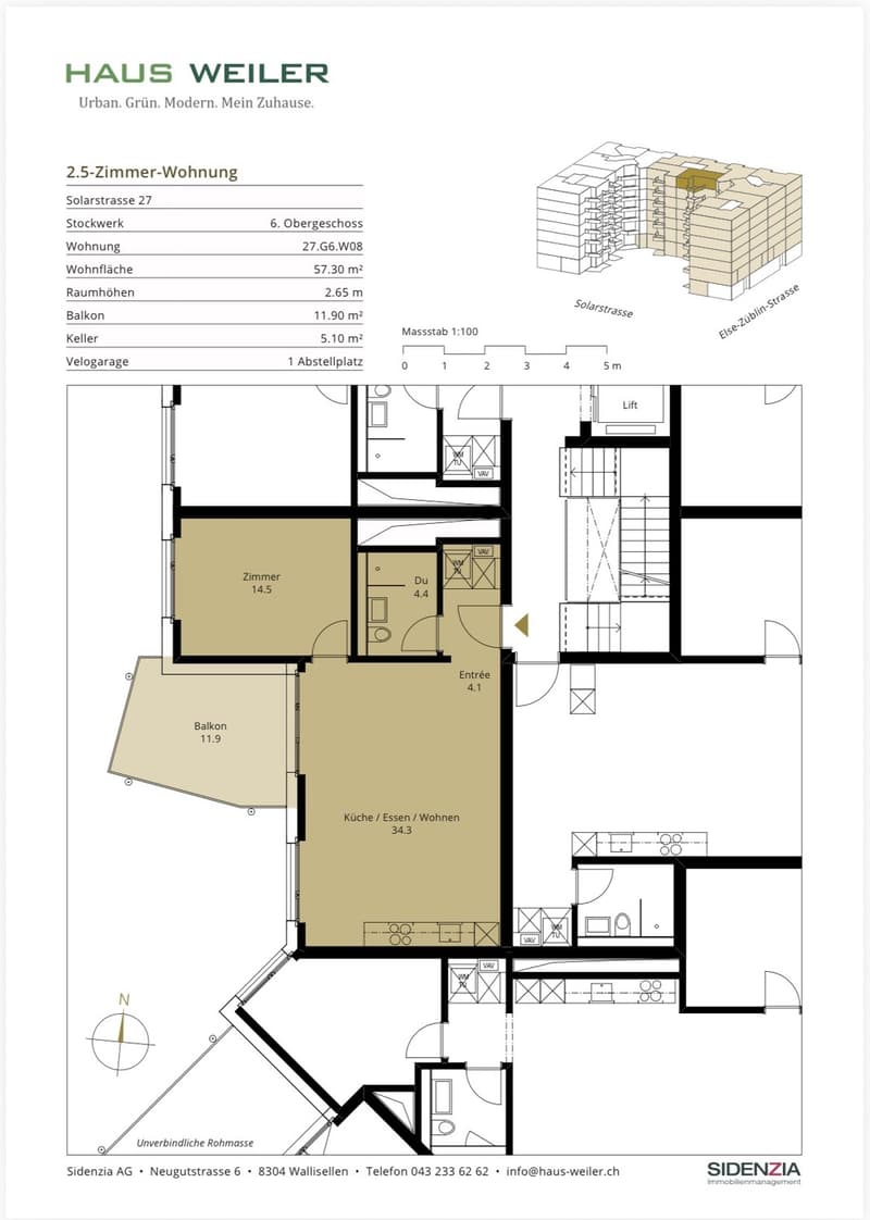Moderne 2.5-Zimmer-Wohnung im 6. Stock mit Abendsonne  Winterthur Neuhegi (7)
