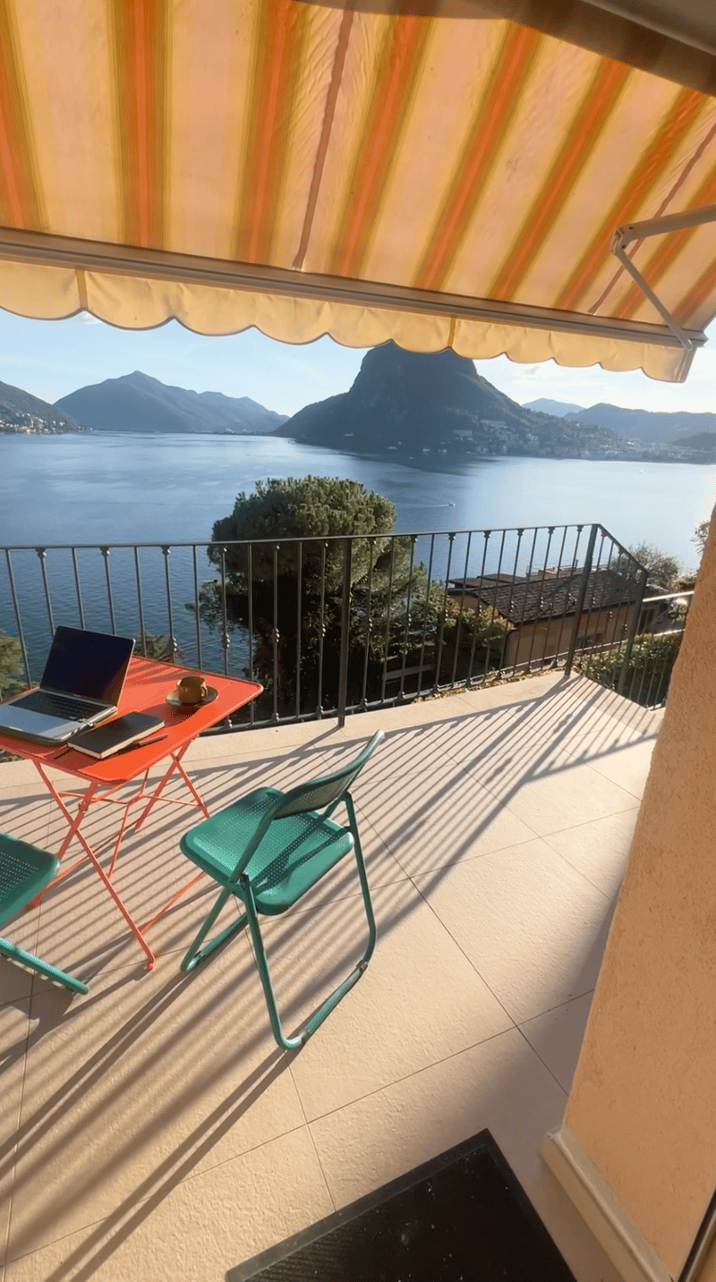Bright studio in Castagnola with exceptional panoramic lake view and private outdoor space. (6)