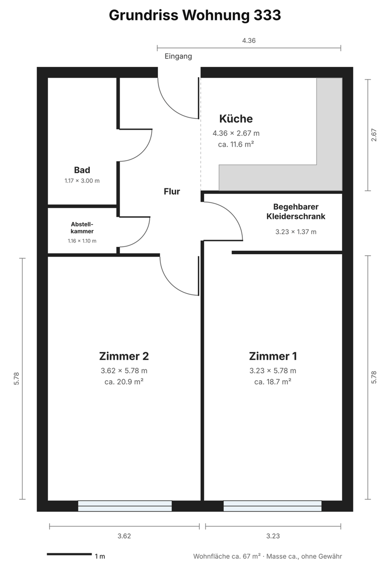 2 ½ Zimmer-Wohnung unbefristet und unmöbliert (2)