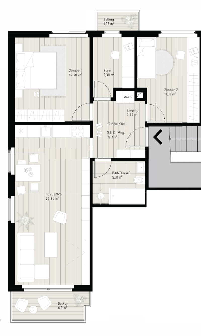3.5 Zimmer Wohnung - Warm, quiet and central apartment (3)