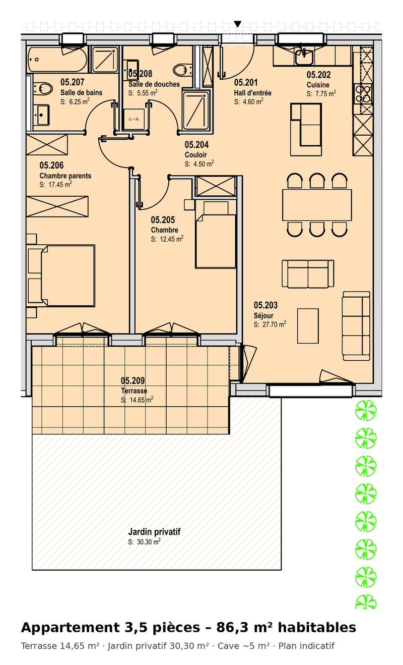 3,5 pièces neuf avec terrasse et jardin - La Roche (3)