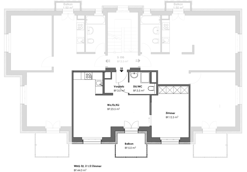 Bright and calm 2.5-room apartment in Zurich 8050 (12)