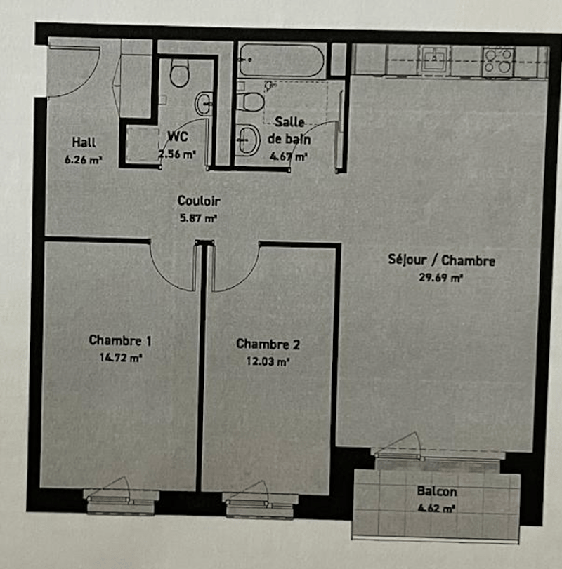 Appartement récent 3,5 pièces (4)