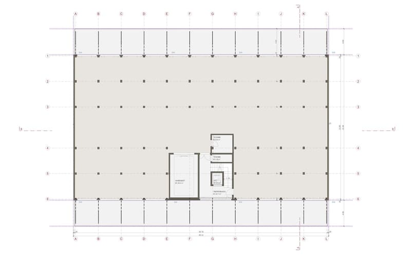 Main area, Technik, Warteraum, Treppenhaus, Lift