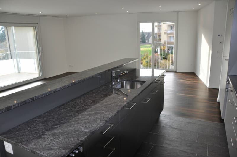Küche mit Blick zum Wohnzimmer