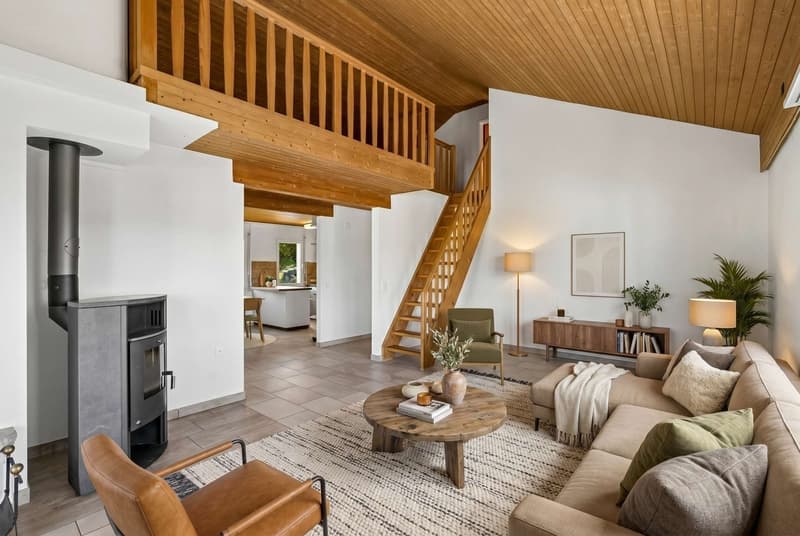 4.5 Zimmer Dachwohnung - Möblierungsvorschlag Wohnzimmer